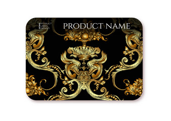 Classical luxury old fashioned royal baroque, historical ornament with lilies, victorian floral. Plastic debit or credit, pass, discount, membership card template. Vector illustration.