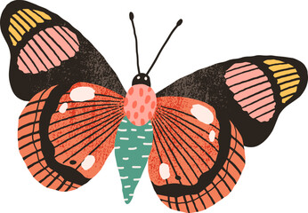 Butterfly Colored Hand Drawn Illustration - obrazy, fototapety, plakaty