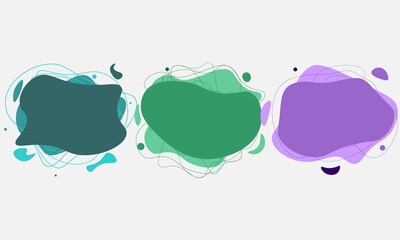 Colorful fluid elements for minimal banners, texts, logos, advertisement. Set of abstract fluid shapes. Collection of fluid backgrounds, memphis style. Futuristic trendy dynamic elements. Liquid. 