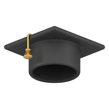 Classic black graduation cap with yellow tassel 3d template vector illustration high school complete