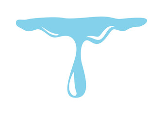 Water falling drop vector background in simple flat style isolated on white backdrop. Aqua icon graphic design