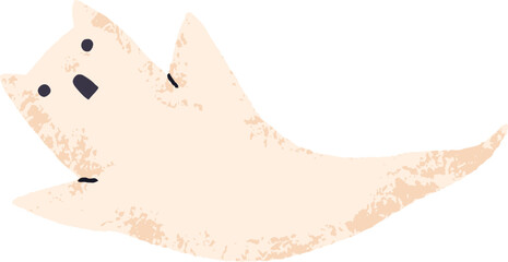 Funny Cat Ghost Halloween Doodle Illustration