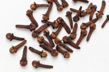 Cloves - dry spices. Close up. Flat lay.
