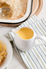 Custard a popular dessert sauce a perfect accompaniment with apple pie
