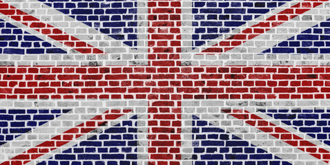Flag of the United Kingdom painted on a brick wall