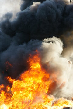 Vasylkiv oil terminal near Kyiv, Ukraine destroyed after missile strike, refinery fire.
