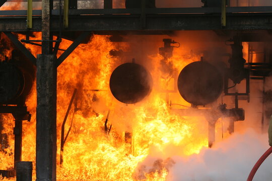 Vasylkiv oil terminal near Kyiv, Ukraine destroyed after missile strike, refinery fire.