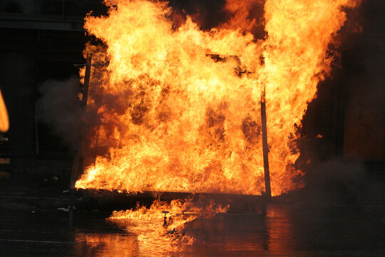 Vasylkiv oil terminal near Kyiv, Ukraine destroyed after missile strike, refinery fire.