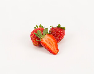strawberries in bowl on white background