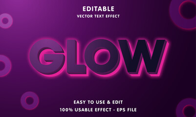 glow editable text effect with modern and simple style, usable for logo or campaign title