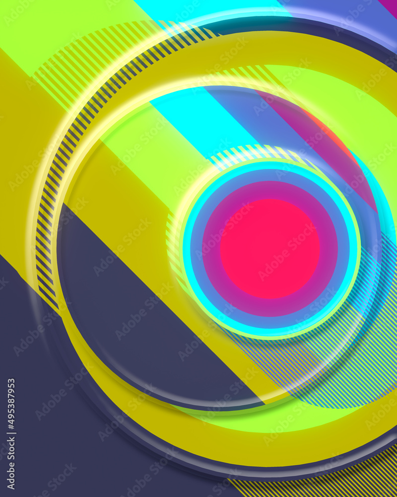Poster Smooth, harmonious composition of multi-colored circles with a diagonal trendy gradient. 3d render digital illustration