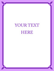 Purple pink vector vertical background with beautiful border frame. Gender reveal party invitation card or perfume package label design. Copy space for your text