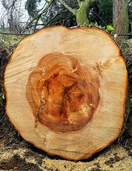 Count the rings.  section of tree trunk