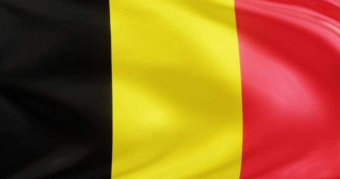 Flag of Belgium, Seamless looping animation fluttering in the wind, Background Loop.