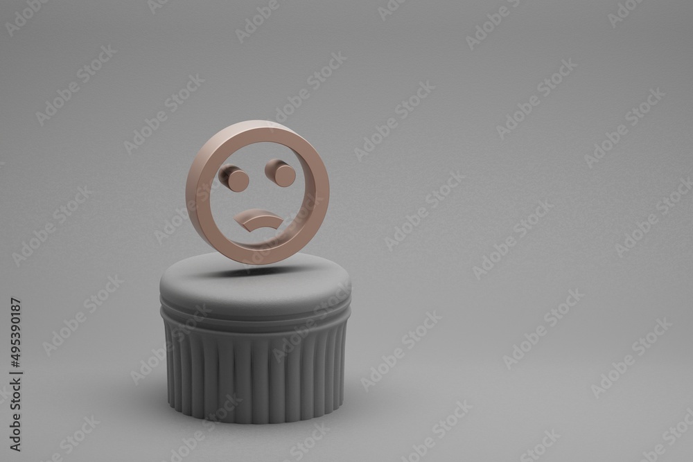 Poster Beautiful abstract illustrations Emoji Emotions symbol icons on a column and wonderful background. 3d rendering illustration. Background pattern for design.