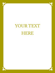 Border frame. Vector gold yellow background or jewelry store display window design with frame 