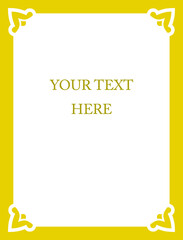 Border frame. Vector gold yellow background or jewelry store display window design with frame 