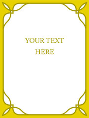 Border frame. Vector gold yellow background or jewelry store display window design with frame 