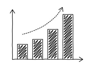 Doodle drawing growth bar chart - 495390162