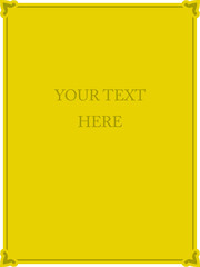 Border frame. Vector gold yellow background or jewelry store display window design with frame 