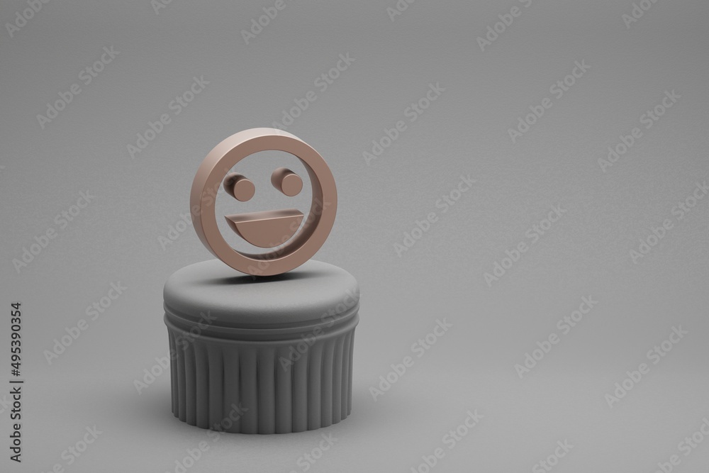 Poster Beautiful abstract illustrations Mood symbol icons on a column and wonderful background. 3d rendering illustration. Background pattern for design.