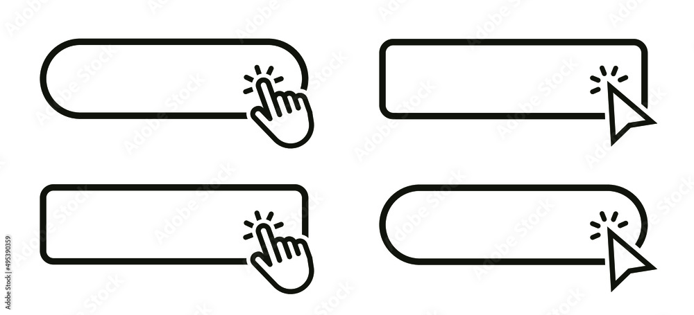 Fototapete button with hand an arrow clicking icon set. mouse pointer. vector illustration