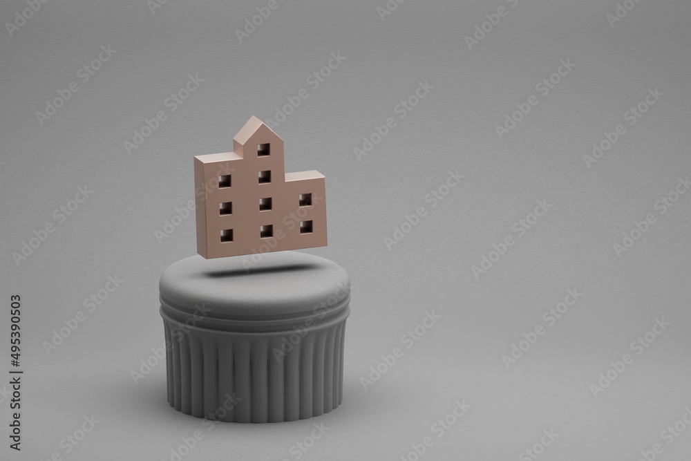 Fototapete beautiful abstract illustrations location city symbol icons on a column and wonderful background. 3d