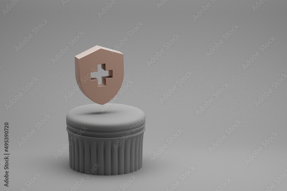 Aufkleber Beautiful abstract illustrations Health And Safety symbol icons on a column and wonderful background. 3d rendering illustration. Background pattern for design.
