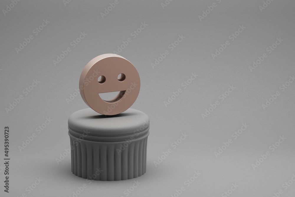 Poster Beautiful abstract illustrations Emoji Emotions symbol icons on a column and wonderful background. 3d rendering illustration. Background pattern for design.