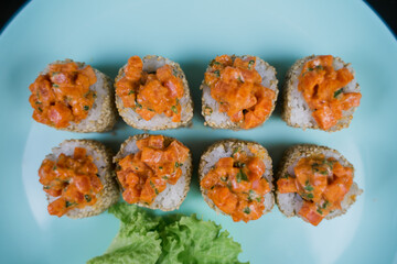 Japanese roll with sesame seeds and rice