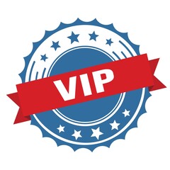 VIP text on red blue ribbon stamp.