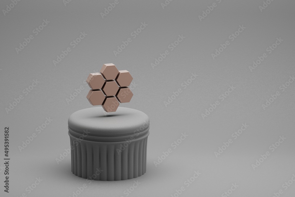Aufkleber Beautiful abstract illustrations Hive symbol icons on a column and wonderful background. 3d rendering illustration. Background pattern for design.