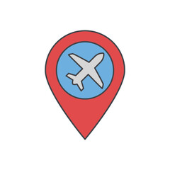 Flight travel icon in color icon, isolated on white background 