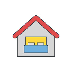 Accommodation, hostel, hotel icon in color icon, isolated on white background 