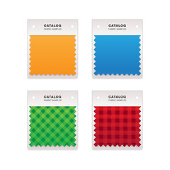 Naklejka premium Fabric Swatches Textile Catalog, Cloth Sample Vector Illustration