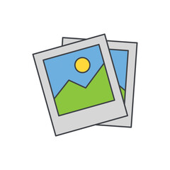 journey photo, Holiday photography picture icon in color icon, isolated on white background 