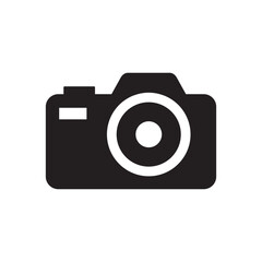 Camera, photography icon in black flat glyph, filled style isolated on white background