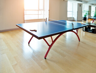 Ping pong tables in the room