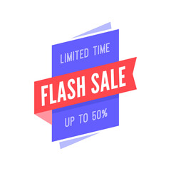 Sale banner design template. Flat origami speech bubble special offer discount vector illustration.