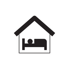 Accommodation, hostel, hotel icon in black flat glyph, filled style isolated on white background