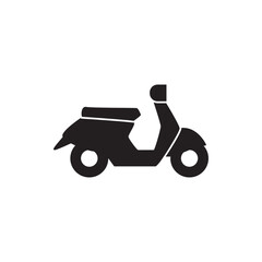 Vintage Scooter Motorcycle transportation icon in black flat glyph, filled style isolated on white background