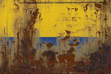 Colombia Flag on a Dirty Rusty Grunge Metallic Surface