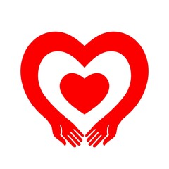 Icon of kindness and mercy, Hands and heart. International Hug Day