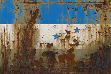 Honduras Flag on a Dirty Rusty Grunge Metallic Surface