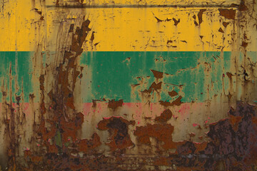 Lithuania Flag on a Dirty Rusty Grunge Metallic Surface
