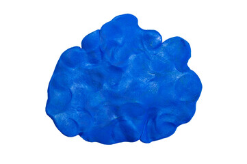 piece of blue modeling clay isolated on white background