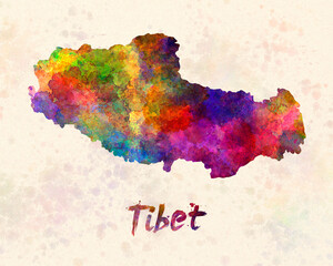 watercolor map tibet