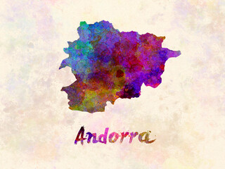 watercolor map andorra