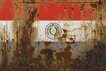 Paraguay Flag on a Dirty Rusty Grunge Metallic Surface