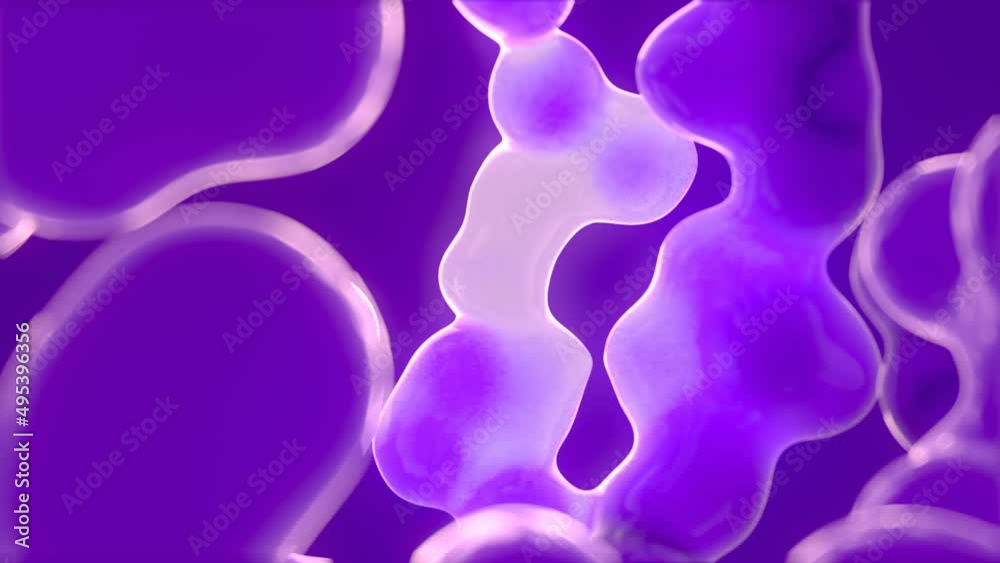 Poster Flowing neon glowing liquid blobs 3d rendering loop animation HD